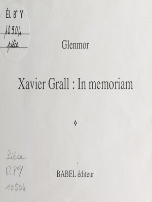 cover image of Xavier Grall